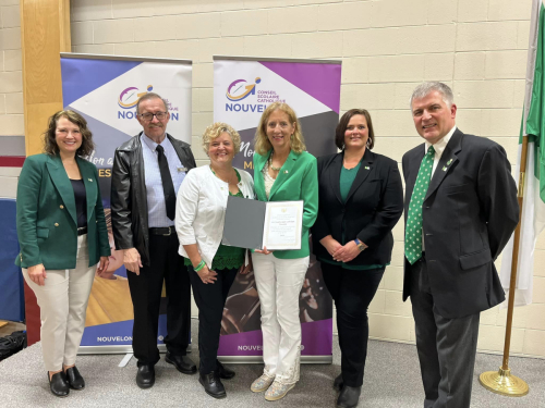 Nouvelon ribbon cutting ceremony to mark construction of the new French-language catholic school in Val Therese </br>Cérémonie d'inauguration officielle de Nouvelon